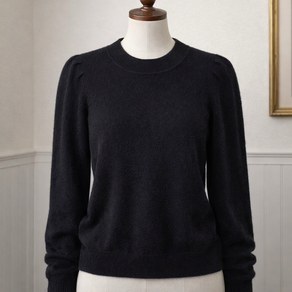 Antonio Milani Womens XS 100% Cashmere Sweater Soft Black Luxury‎ Minimalist Top
